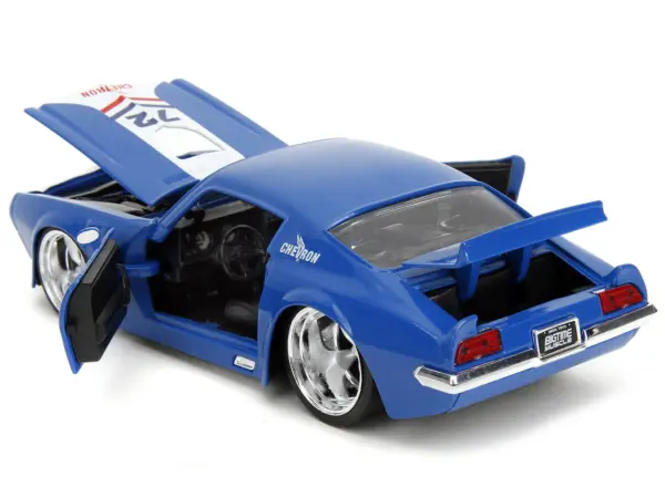 1972 Pontiac Firebird #72 Blue with White Stripe "Chevron" "Bigtime Muscle" Series 1/24 Diecast Model Car by Jada #4