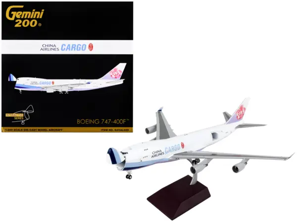 Boeing 747-400F Commercial Aircraft "China Airlines Cargo" White with Purple Tail "Gemini 200 - Interactive" Series 1/200 Diecast Model Airplane by GeminiJets #1