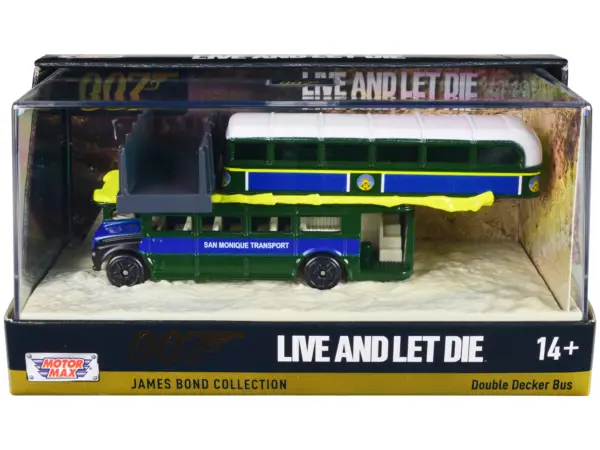 Double Decker Bus "San Monique Transport" "Hitting Bridge Scene" James Bond 007 "Live and Let Die" (1973) Movie with Display "James Bond Collection" Series Diecast Model by Motormax #1