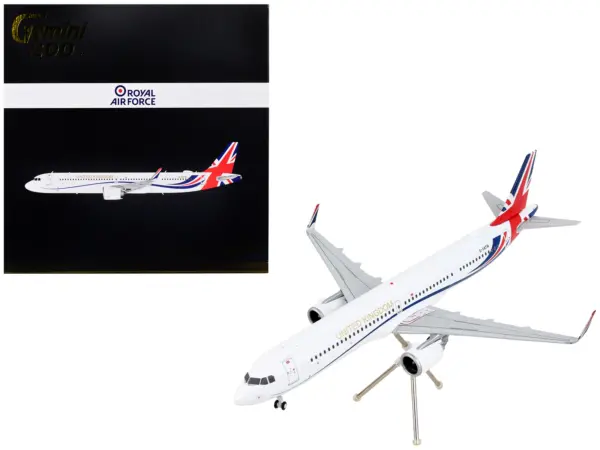 Airbus A321neo Commercial Aircraft "British Royal Air Force" White with United Kingdom Flag Graphics "Gemini 200" Series 1/200 Diecast Model Airplane by GeminiJets #1