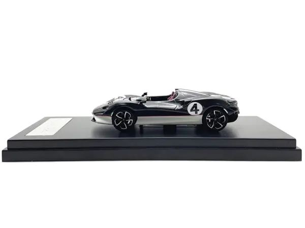 McLaren Elva Convertible #4 Carbon Black with White and Red Stripes 1/64 Diecast Model Car by LCD Models #2