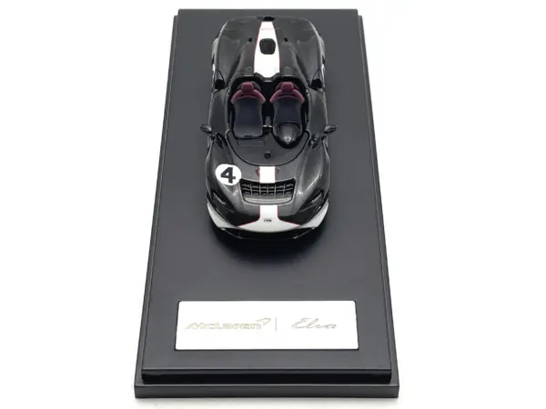 McLaren Elva Convertible #4 Carbon Black with White and Red Stripes 1/64 Diecast Model Car by LCD Models #4
