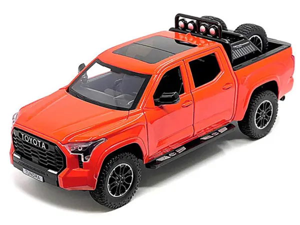 2023 Toyota Tundra TRD 4x4 Pickup Truck Solar Octane Orange with Sunroof and Wheel Rack 1/24 Diecast Model Car #2