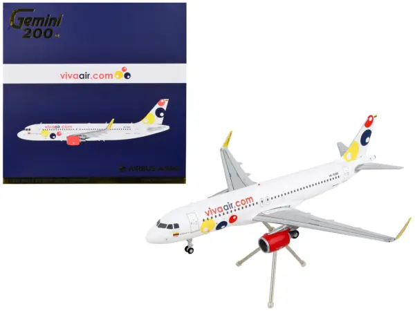 Airbus A320 Commercial Aircraft "Viva Air" White with Tail Graphics "Gemini 200" Series 1/200 Diecast Model Airplane by GeminiJets #1