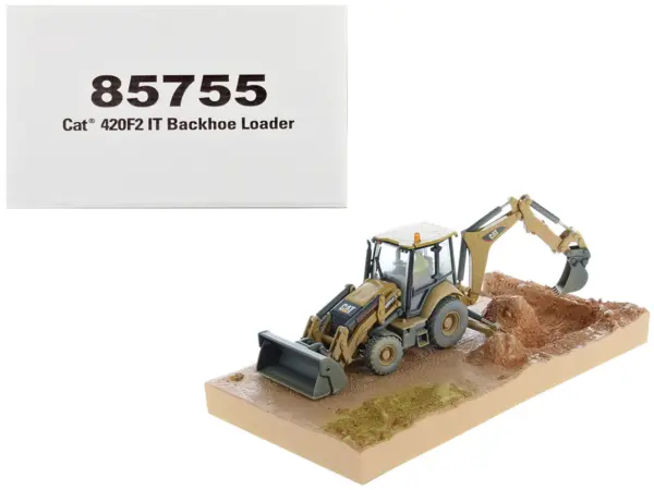 CAT Caterpillar 420F2 IT Backhoe Loader with Operator Yellow "Weathered Series" 1/50 Diecast Model by Diecast Masters #1