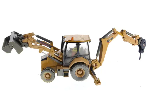 CAT Caterpillar 420F2 IT Backhoe Loader with Operator Yellow "Weathered Series" 1/50 Diecast Model by Diecast Masters #2