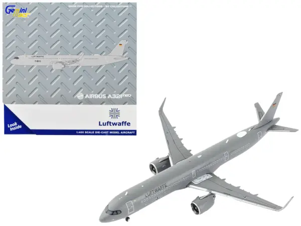 Airbus A321neo Transport Aircraft "German Luftwaffe" Gray "Gemini Macs" Series 1/400 Diecast Model Airplane by GeminiJets #1