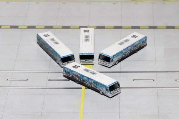 Cobus 3000 Passenger Bus White and Blue with Graphics "US Airways Shuttle Bus - Greener Transit" 4 Piece Set 1/400 Diecast Models by GeminiJets #2