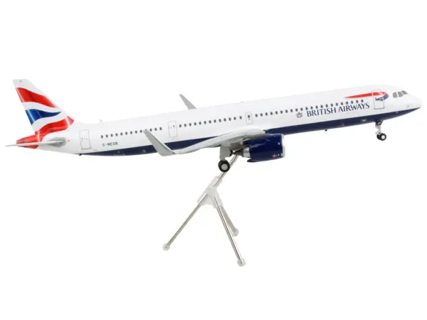 Airbus A321neo Commercial Aircraft "British Airways" White with Tail Stripes "Gemini 200" Series 1/200 Diecast Model Airplane by GeminiJets #2