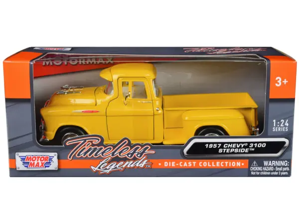 1957 Chevrolet 3100 Stepside Pickup Truck Yellow "Timeless Legends" Series 1/24 Diecast Model Car by Motormax #1