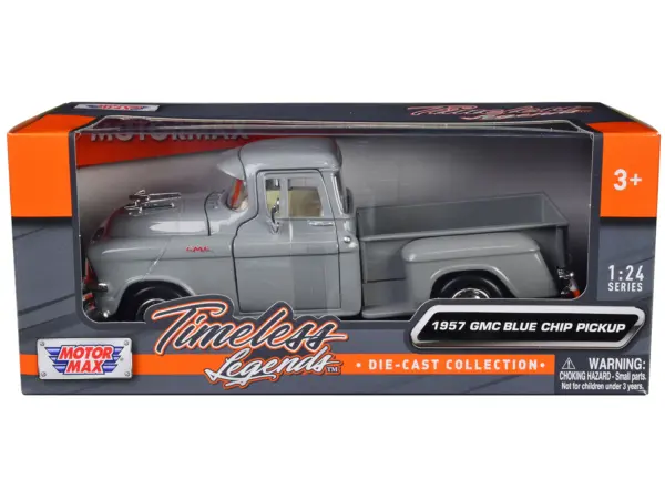 1957 GMC Blue Chip Pickup Truck Gray "Timeless Legends" Series 1/24 Diecast Model Car by Motormax #1