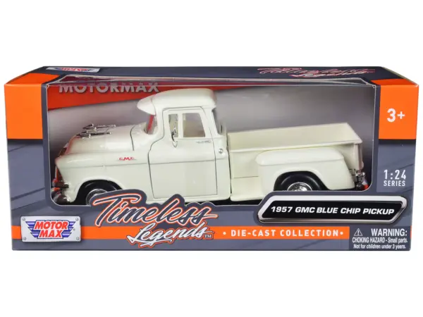 1957 GMC Blue Chip Pickup Truck White "Timeless Legends" Series 1/24 Diecast Model Car by Motormax #1