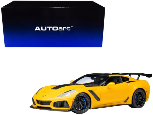 2019 Chevrolet Corvette C7 ZR1 Corvette Racing Yellow Tintcoat with Carbon Top 1/18 Model Car by Autoart #1