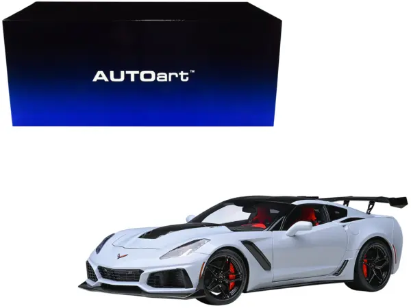 2019 Chevrolet Corvette C7 ZR1 Ceramic Matrix Gray Metallic with Carbon Top 1/18 Model Car by Autoart #1