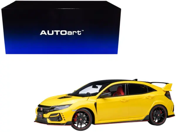 2021 Honda Civic Type R (FK8) RHD (Right Hand Drive) Sunlight Yellow Limited Edition 1/18 Model Car by Autoart #1