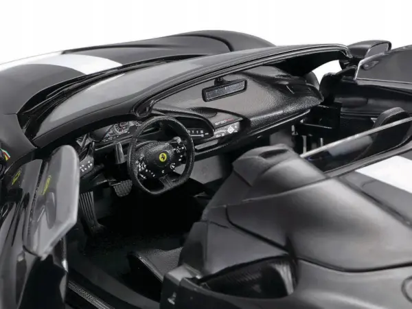 Ferrari SF90 Spider Assetto Fiorano Black Metallic with White Stripes "Signature Series" 1/18 Diecast Model Car by Bburago #2