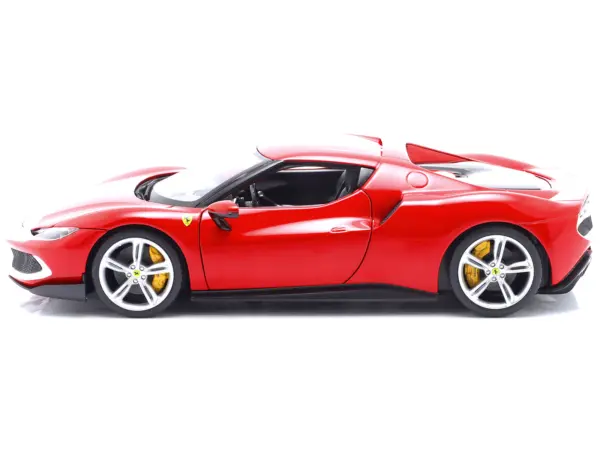 Ferrari 296 GTB Assetto Fiorano Red with White Stripes "Race + Play" Series 1/18 Diecast Model Car by Bburago #3