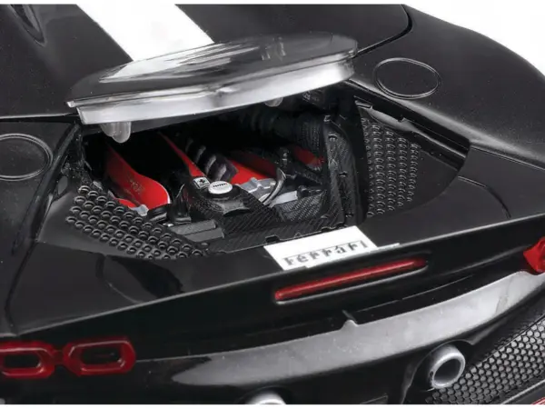 Ferrari SF90 Spider Assetto Fiorano Black Metallic with White Stripes "Signature Series" 1/18 Diecast Model Car by Bburago #3