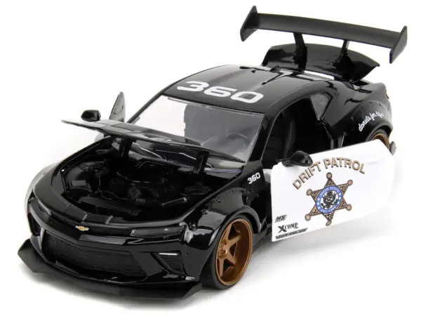 2016 Chevrolet Camaro Widebody Black and White "Drift Patrol" "Wide Body" Series 1/24 Diecast Model Car by Jada #2