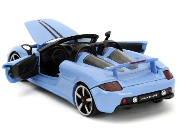 Porsche Carrera GT Convertible Blue with Black Stripes "Pink Slips" Series 1/24 Diecast Model Car by Jada #4