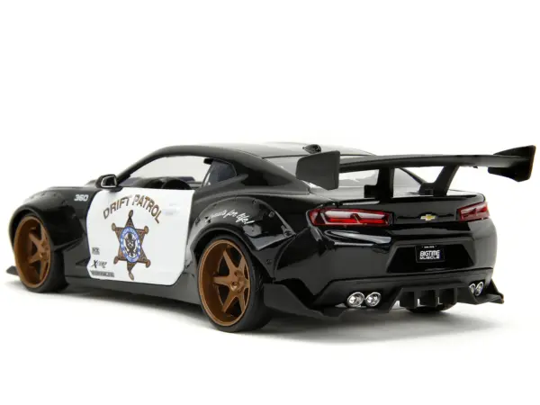 2016 Chevrolet Camaro Widebody Black and White "Drift Patrol" "Wide Body" Series 1/24 Diecast Model Car by Jada #5