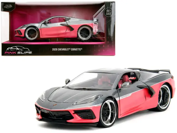 2020 Chevrolet Corvette Gray Metallic and Pink "Pink Slips" Series 1/24 Diecast Model Car by Jada #1