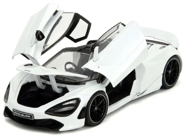 McLaren 720S White Metallic with Black Top "Pink Slips" Series 1/24 Diecast Model Car by Jada #2