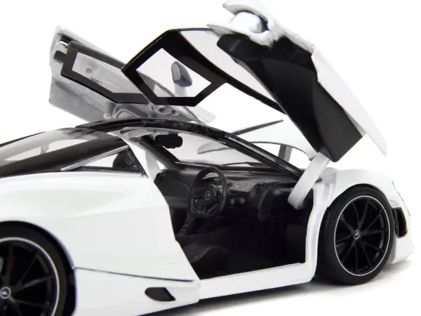 McLaren 720S White Metallic with Black Top "Pink Slips" Series 1/24 Diecast Model Car by Jada #3