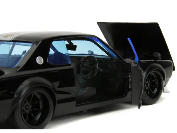 1971 Nissan Skyline GT-R RHD (Right Hand Drive) Black with Silver Stripe and Mikey Diecast Figure "Tokyo Revengers" (2021) TV Series "Anime Hollywood Rides" Series 1/24 Diecast Model Car by Jada #3