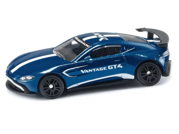Aston Martin Vantage GT4 Blue Metallic with White Stripes Diecast Model Car by Siku #2