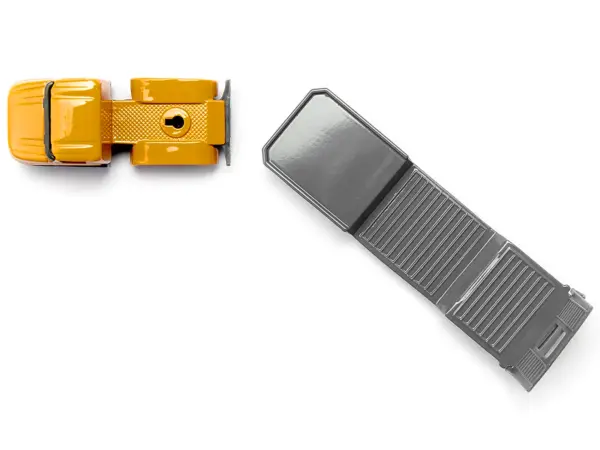 Truck with Low Loader Trailer and Front Loader Yellow Diecast Model by Siku #2