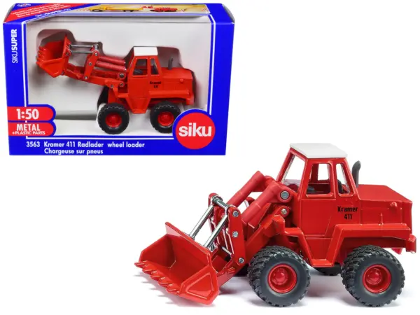 Kramer 411 Wheel Loader Red with White Top 1/50 Diecast Model by Siku #1