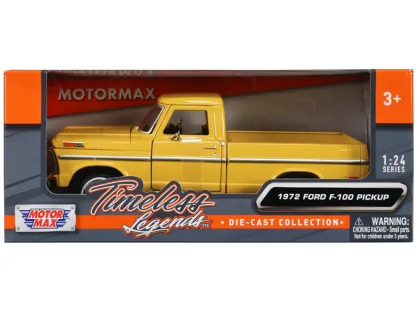 1972 Ford F-100 Pickup Truck Yellow "Timeless Legends" Series 1/24 Diecast Model Car by Motormax #1