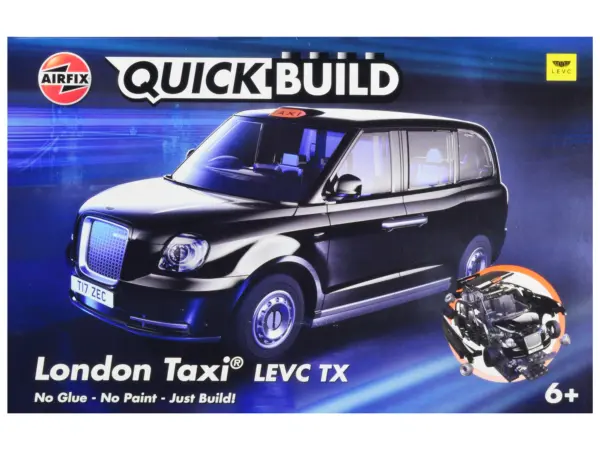 Skill 1 Model Kit London Taxi LEVC TX Black Snap Together Painted Plastic Model Car Kit by Airfix Quickbuild #1