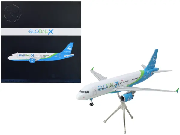 Airbus A320 Commercial Aircraft "GlobalX Airlines" White with Blue and Green Tail "Gemini 200" Series 1/200 Diecast Model Airplane by GeminiJets #1