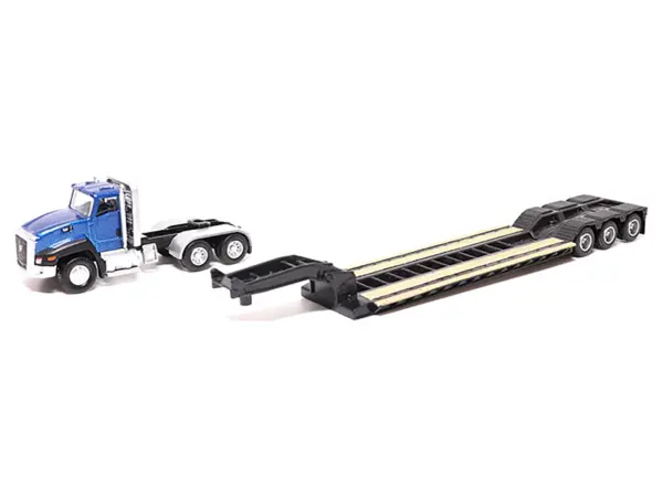 CAT Caterpillar CT660 Day Cab Tractor Blue Metallic with Lowboy Trailer and CAT 315C L Hydraulic Excavator Yellow 1/87 (HO) Diecast Model by Diecast Masters #2