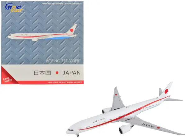 Boeing 777-300ER Commercial Aircraft "Japan Air Self-Defense Force" White with Red Stripes "Gemini Macs" Series 1/400 Diecast Model Airplane by GeminiJets #1