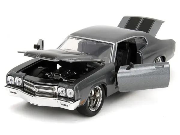 1970 Chevrolet Chevelle SS Gray Metallic with Black Stripes "Fast & Furious" (2009) Movie "Fast & Furious" Series 1/24 Diecast Model Car by Jada #2