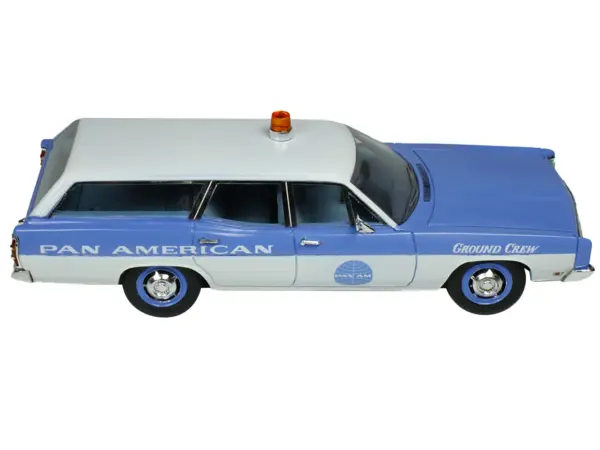 1970 Ford Galaxie Station Wagon Blue and White with Blue Interior "Pan-American Airlines Ground Crew" Limited Edition to 180 pieces Worldwide 1/43 Model Car by Goldvarg Collection #2