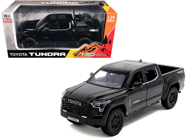 2023 Toyota Tundra TRD 4x4 Pickup Truck Black with Sunroof and Wheel Rack 1/24 Diecast Model Car #1
