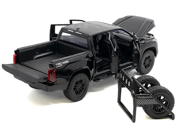 2023 Toyota Tundra TRD 4x4 Pickup Truck Black with Sunroof and Wheel Rack 1/24 Diecast Model Car #2