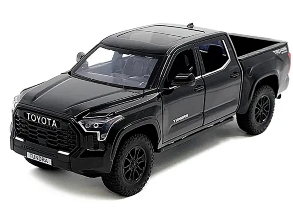 2023 Toyota Tundra TRD 4x4 Pickup Truck Black with Sunroof and Wheel Rack 1/24 Diecast Model Car #3