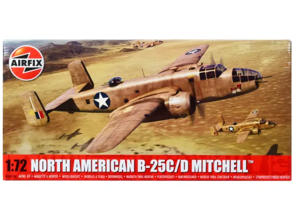 Level 3 Model Kit North American B-25C/D Mitchell Bomber Aircraft with 2 Scheme Options 1/72 Plastic Model Kit by Airfix #1