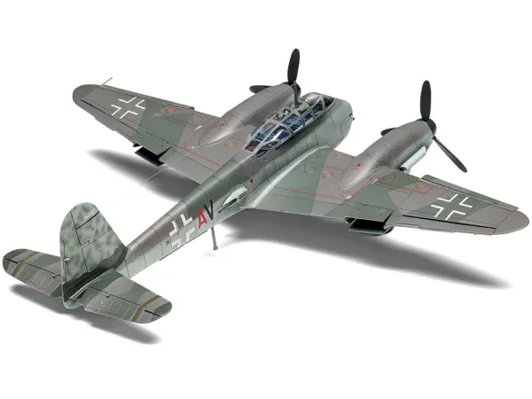 Level 2 Model Kit Messerschmitt Me410A-1/U2 & U4 Fighter-Bomber Aircraft with 2 Scheme Options 1/72 Plastic Model Kit by Airfix #4