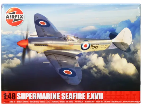 Level 3 Model Kit Supermarine Seafire F.XVII Fighter Aircraft with 3 Scheme Options 1/48 Plastic Model Kit by Airfix #1
