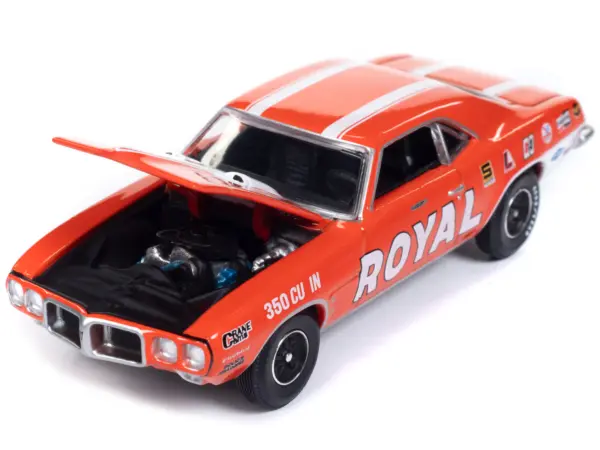 1969 Pontiac Firebird Royal Bobcat Carousel Red with White Stripes and Graphics "Vintage Muscle" Limited Edition 1/64 Diecast Model Car by Auto World #2