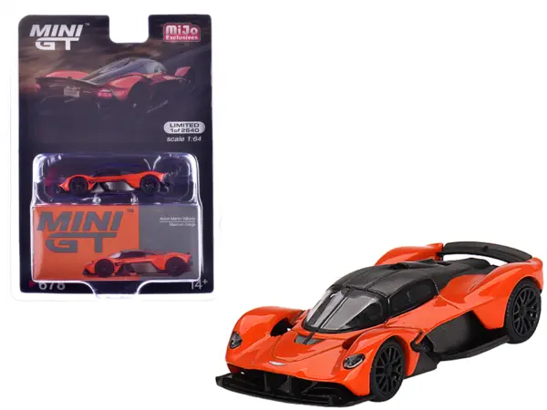 Aston Martin Valkyrie Maximum Orange with Carbon Top Limited Edition to 2640 pieces Worldwide 1/64 Diecast Model Car by Mini GT #1