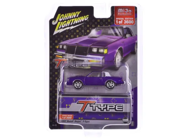 1987 Buick Regal T-Type Purple Metallic Limited Edition to 3600 pieces Worldwide 1/64 Diecast Model Car by Johnny Lightning #3