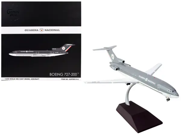 Boeing 727-200 Commercial Aircraft "Guardia Nacional (Mexican National Guard)" (XC-NPF) Gray and White "Gemini 200" Series 1/200 Diecast Model Airplane by GeminiJets #1