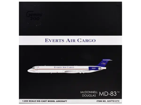 McDonnell Douglas MD-88 Commercial Aircraft "Everts Air Cargo" (N965CE) White with Blue Tail "Gemini 200" Series 1/200 Diecast Model Airplane by GeminiJets #3